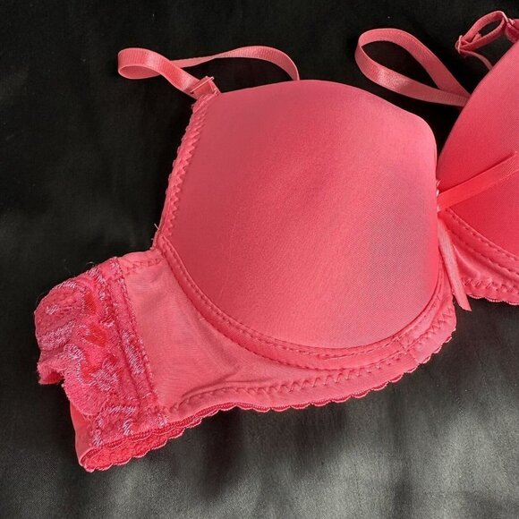 Affata Pink Bra Silky Lace Detail Convertible Removable Straps Push Up - Picture 2 of 11